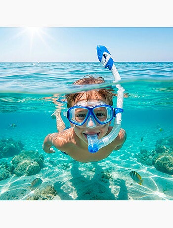 Aqua sport kit de snorkel infantil com máscara, snorkel e nadadeiras + 7 anos