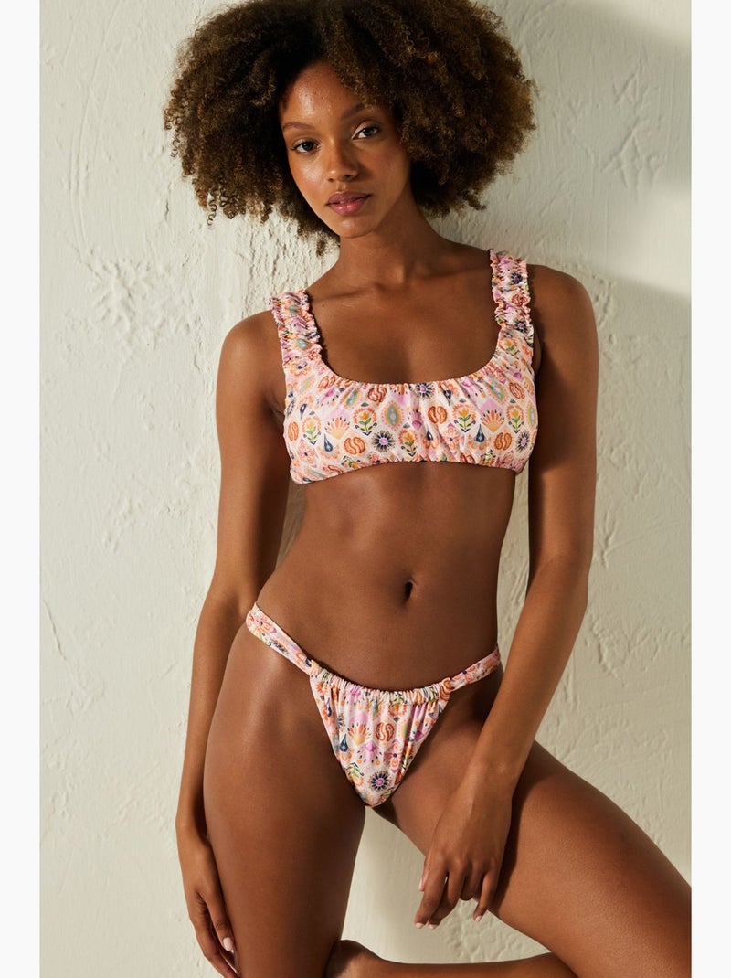 Arianne bra top de biquíni estampado penti Rosa/Branco/Verde - Kiabi
