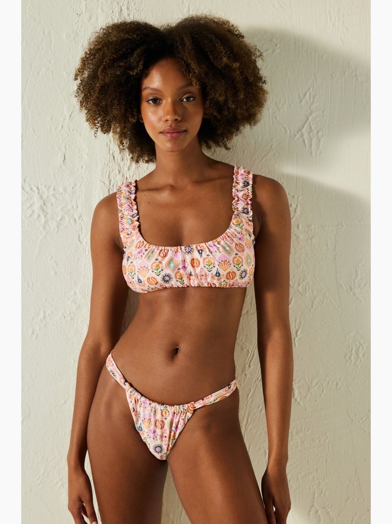 Arianne bra top de biquíni estampado penti Rosa/Branco/Verde - Kiabi