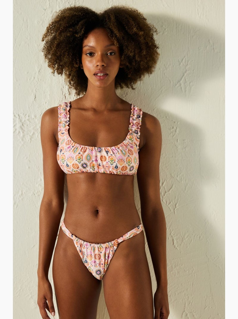 Arianne bra top de biquíni estampado penti Rosa/Branco/Verde - Kiabi