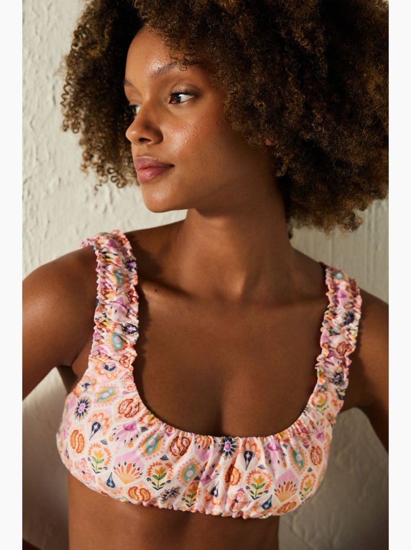 Arianne bra top de biquíni estampado penti Rosa/Branco/Verde - Kiabi
