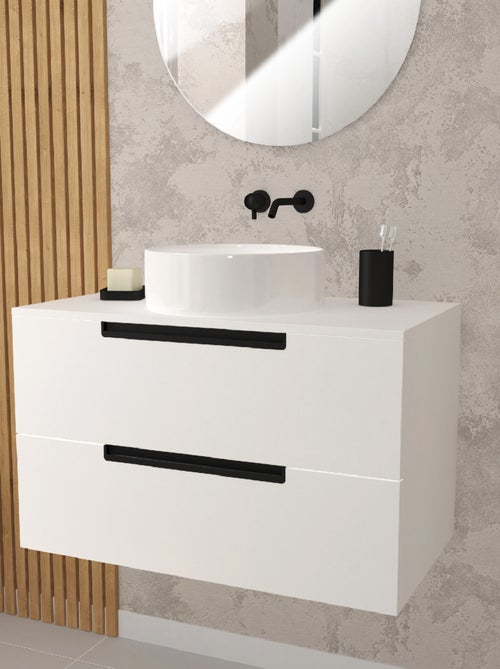 Armário de casa de banho com 2 gavetas e 1 lavatório redondo - Kiabi Armário de casa de banho com 2 gavetas e 1 lavatório redondo - Kiabi