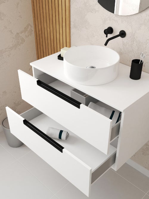 Armário de casa de banho com 2 gavetas e 1 lavatório redondo - Kiabi Armário de casa de banho com 2 gavetas e 1 lavatório redondo - Kiabi