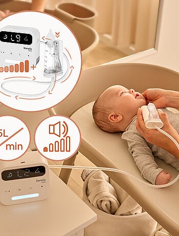Aspirador nasal elétrico LIONELO BabyAir Flow – 9 níveis de ajuste – 3 x ponteiras – Silencioso