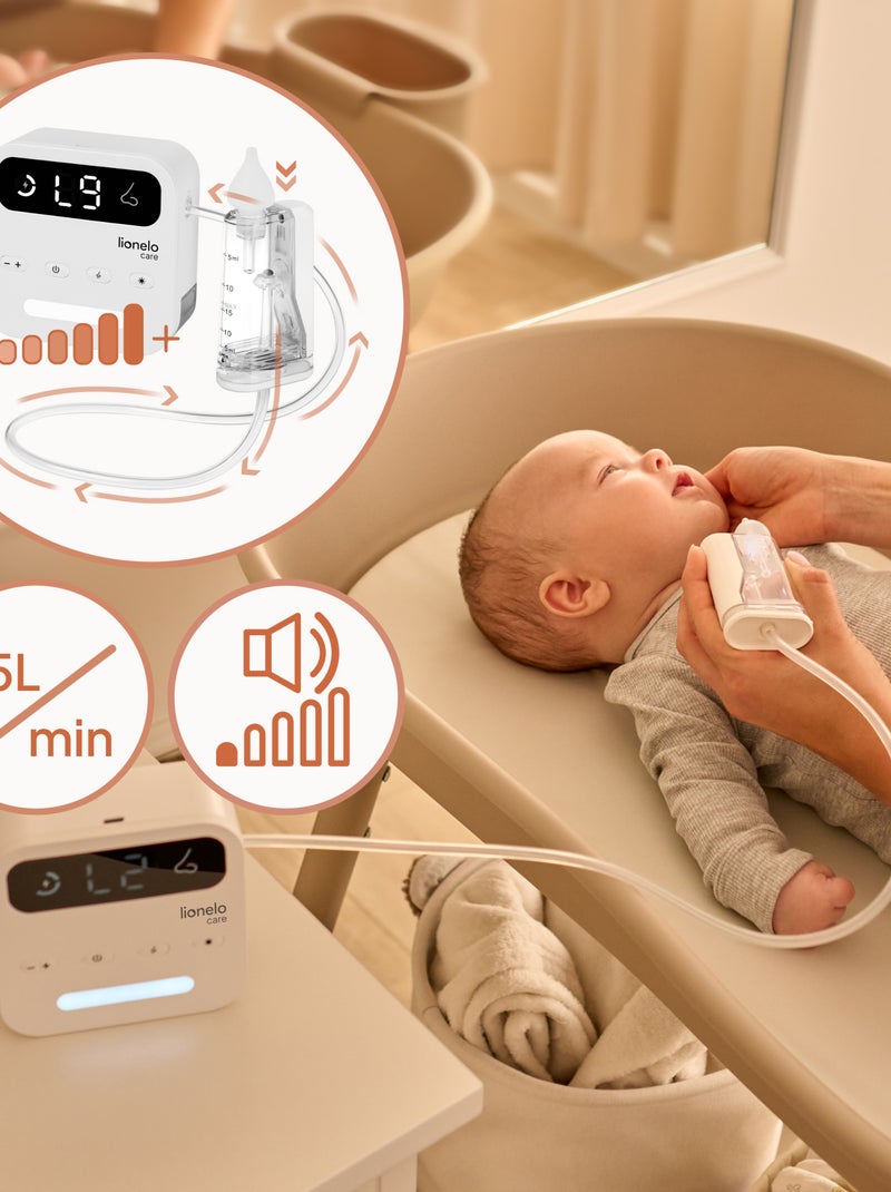 Aspirador nasal elétrico LIONELO BabyAir Flow – 9 níveis de ajuste – 3 x ponteiras – Silencioso Branco - Kiabi