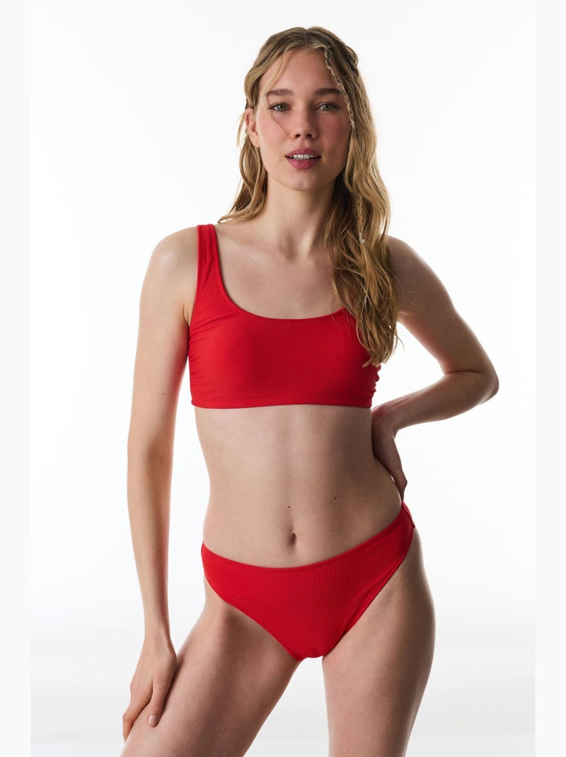 Astrid parte de baixo de biquíni texturada de cintura subida penti Vermelho - Kiabi