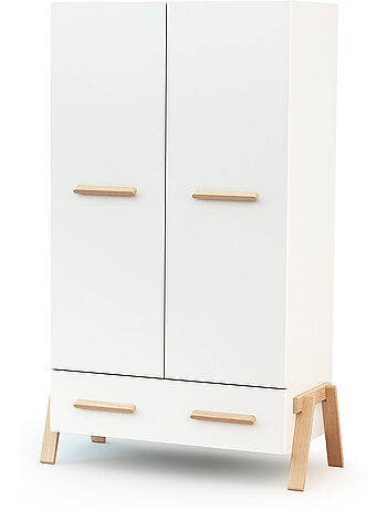 At4 - armário de 2 portas infantil de madeira canaille branco e faia 108 x 53 x176 cm