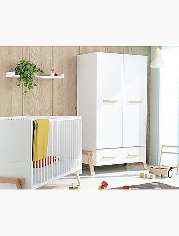 At4 - armário de 2 portas infantil de madeira canaille branco e faia 108 x 53 x176 cm