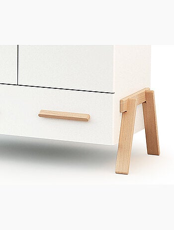 At4 - armário de 2 portas infantil de madeira canaille branco e faia 108 x 53 x176 cm