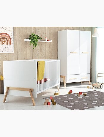 At4 - armário de 2 portas infantil de madeira canaille branco e faia 108 x 53 x176 cm