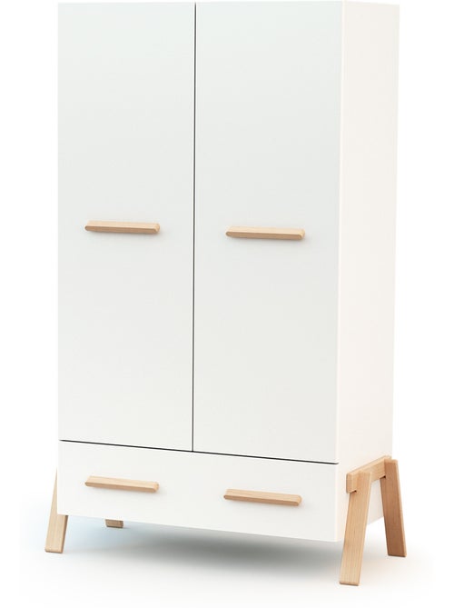 At4 - armário de 2 portas infantil de madeira canaille branco e faia 108 x 53 x176 cm - Kiabi