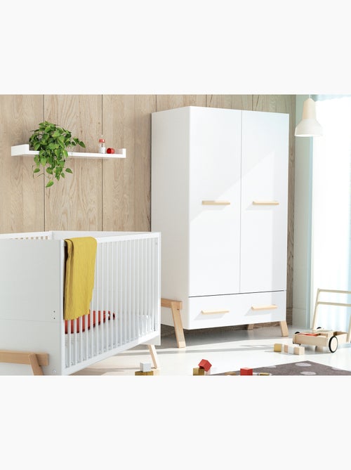 At4 - armário de 2 portas infantil de madeira canaille branco e faia 108 x 53 x176 cm - Kiabi
