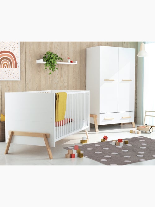 At4 - armário de 2 portas infantil de madeira canaille branco e faia 108 x 53 x176 cm - Kiabi