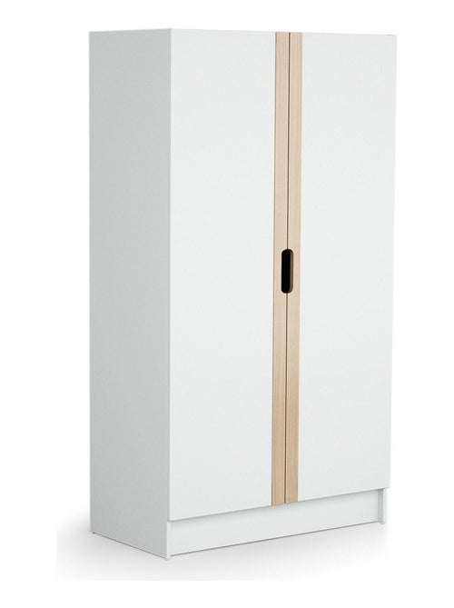At4 - armário de 2 portas para criança carrousel de madeira branco e faia 96 x 51 x 176 cm - Kiabi