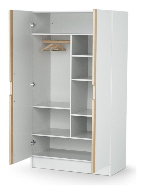 At4 - armário de 2 portas para criança carrousel de madeira branco e faia 96 x 51 x 176 cm - Kiabi