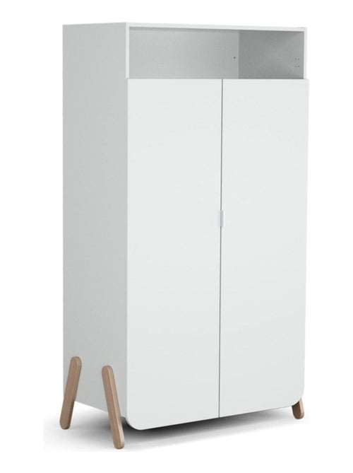 At4 - armário de 2 portas para criança pirate de madeira branco e faia 100 x 50 x 176 cm - Kiabi