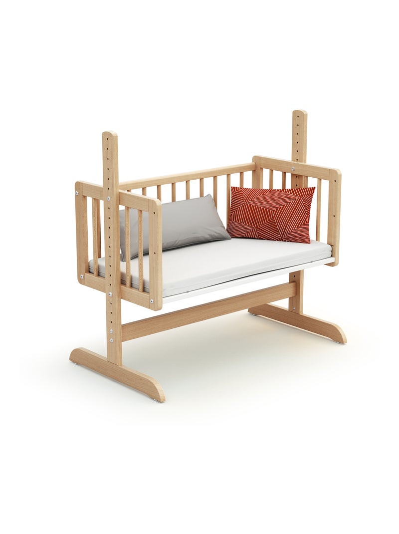 At4 - berço convertível co-sleeping nino de madeira faia envernizada 40 x 80 cm Bege claro - Kiabi