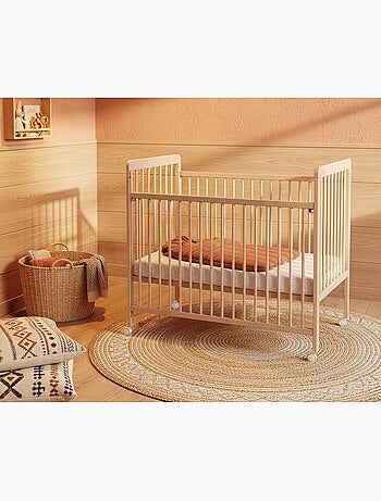 At4 - cama bebê con lateral deslizante madeira livo faia envernizada 60 x 120 cm