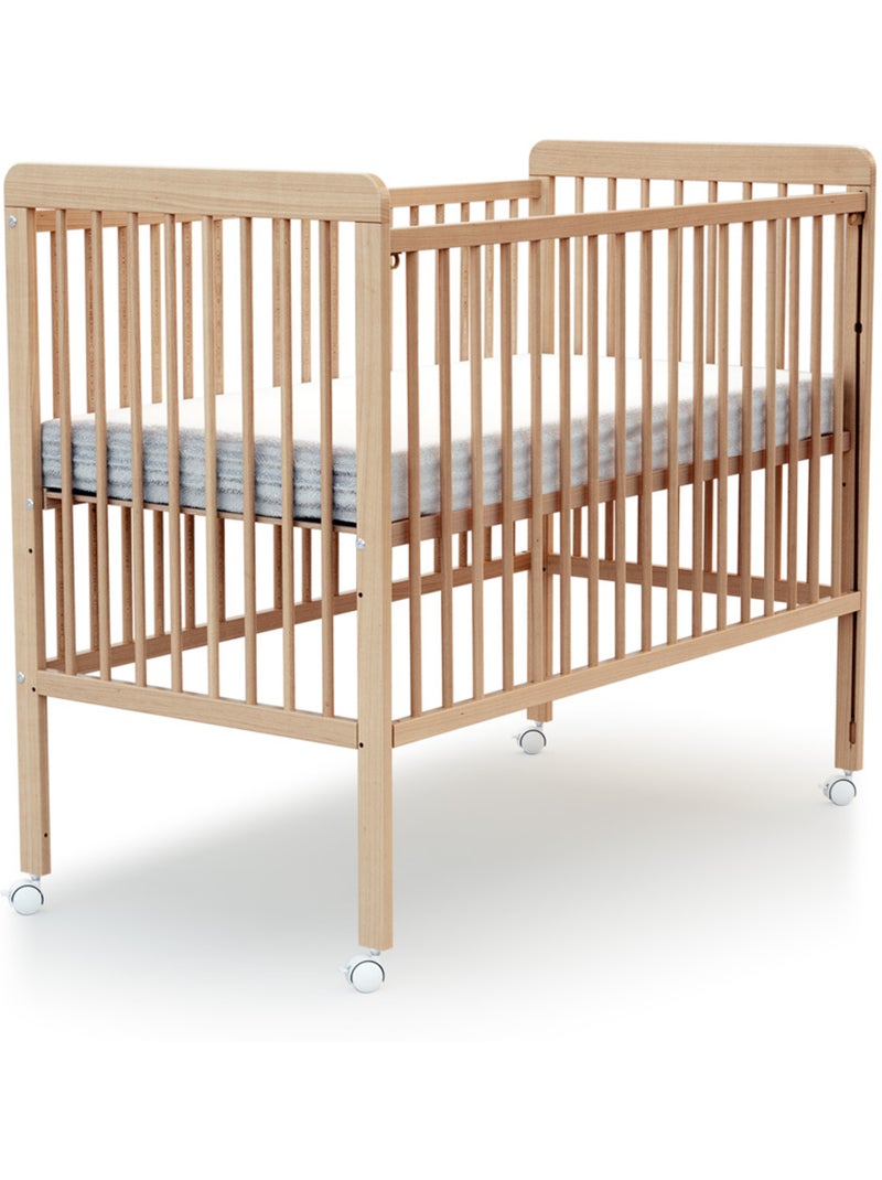At4 - cama bebê con lateral deslizante madeira livo faia envernizada 60 x 120 cm Bege claro - Kiabi