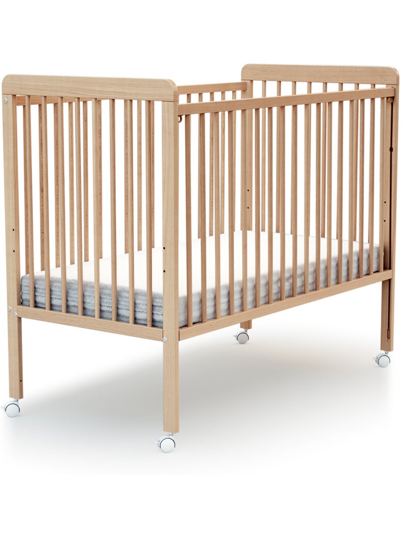 At4 - cama bebê con lateral deslizante madeira livo faia envernizada 60 x 120 cm Bege claro - Kiabi