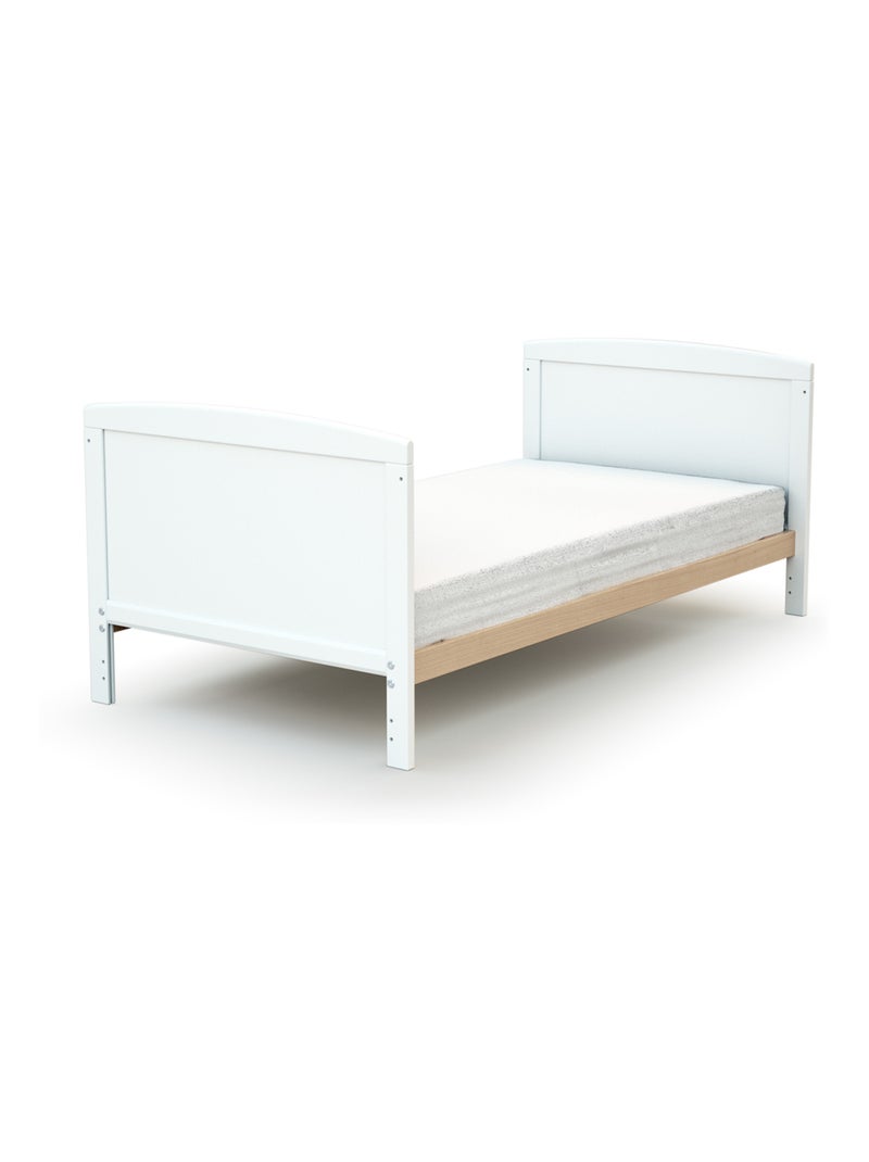 At4 - cama de bebê ajustável de madeira com colchão luna de madeira branco e faia envernizada Bege/Branco - Kiabi