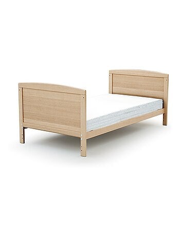 At4 - cama de bebê ajustável de madeira com colchão luna de madeira faia envernizada