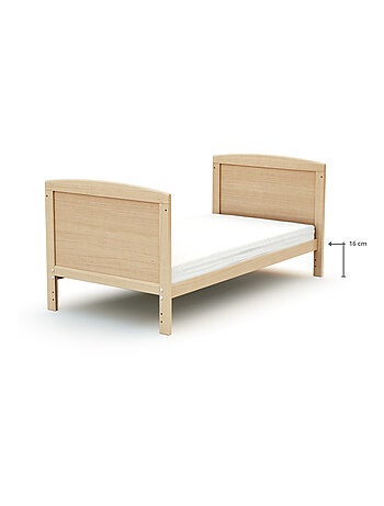 At4 - cama de bebê ajustável de madeira com colchão luna de madeira faia envernizada