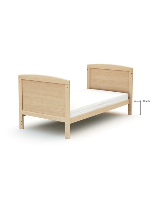 At4 - cama de bebê ajustável de madeira com colchão luna de madeira faia envernizada - Kiabi