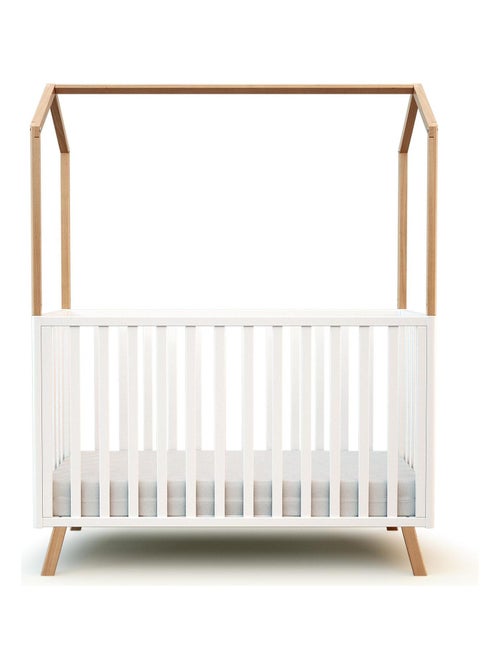 At4 - cama de bebe convertível em cabana kasa de madeira branco e faia 60 x 120 cm - Kiabi At4 - cama de bebe convertível em cabana kasa de madeira branco e faia 60 x 120 cm - Kiabi