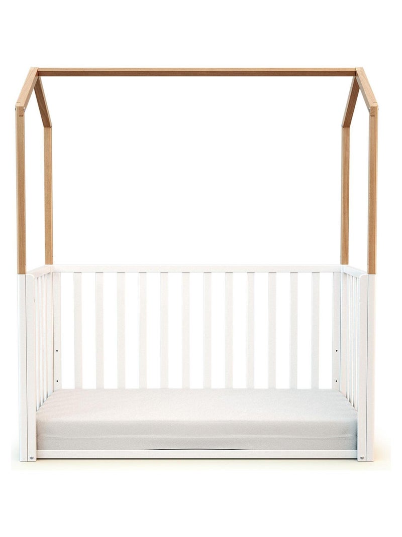 At4 - cama de bebe convertível em cabana kasa de madeira branco e faia 60 x 120 cm Bege/Branco - Kiabi