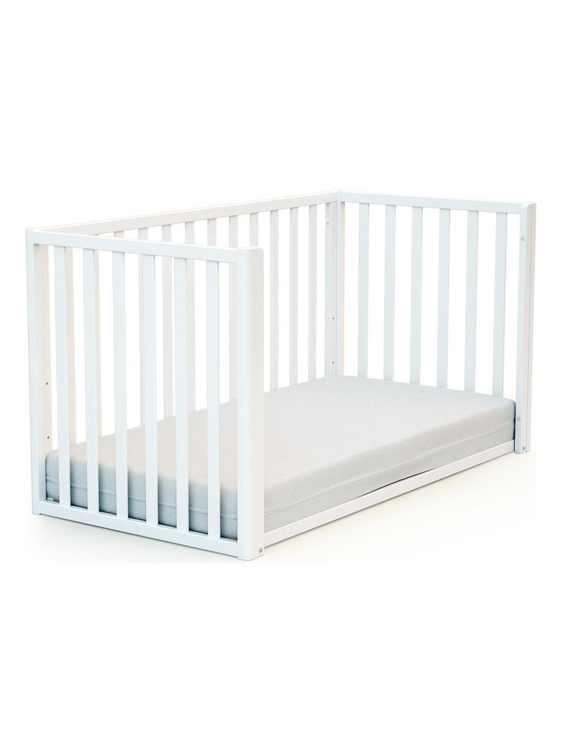 At4 - cama de bebe convertível em cabana kasa de madeira branco e faia 60 x 120 cm Bege/Branco - Kiabi