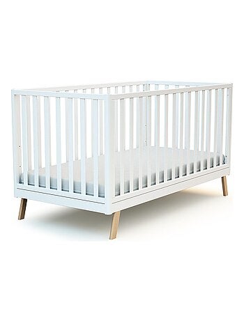 At4 - cama de bebe convertível em cabana kasa de madeira branco e faia 70 x 140 cm