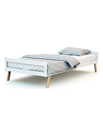 At4 - cama de bebe convertível em cabana kasa de madeira branco e faia 70 x 140 cm