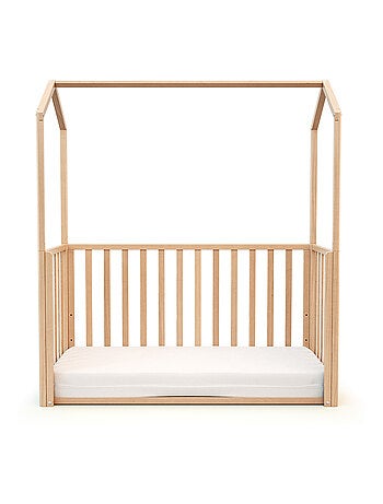 At4 - cama de bebe convertível em cabana kasa de madeira faia envernizada 60 x 120 cm