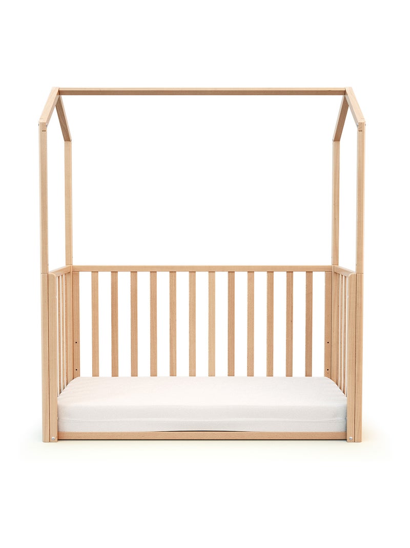 At4 - cama de bebe convertível em cabana kasa de madeira faia envernizada 60 x 120 cm Bege claro - Kiabi
