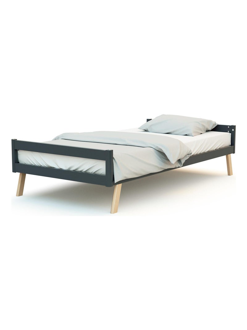 At4 - cama de bebe convertível kasa de madeira cinzento grafite 70 x 140 cm Cinza antracite - Kiabi