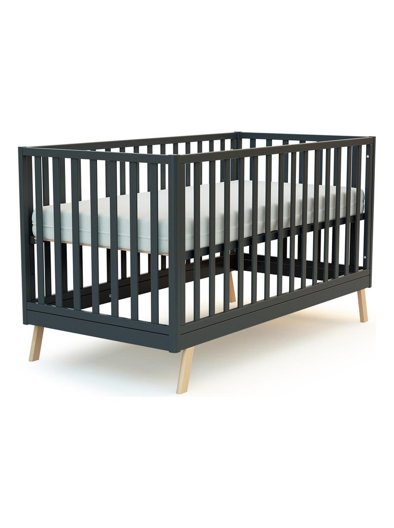 At4 - cama de bebe convertível kasa de madeira cinzento grafite 70 x 140 cm Cinza antracite - Kiabi