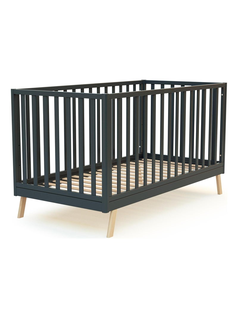 At4 - cama de bebe convertível kasa de madeira cinzento grafite 70 x 140 cm Cinza antracite - Kiabi
