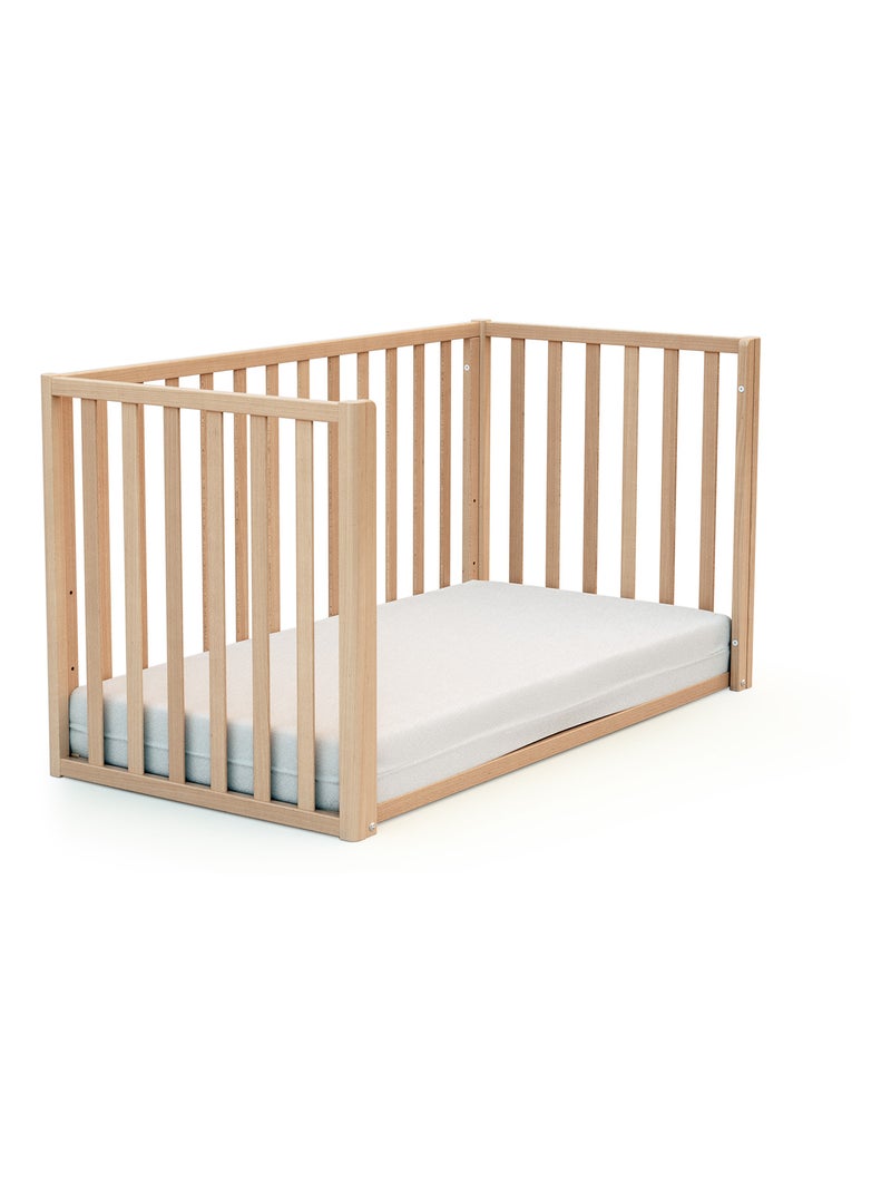 At4 - cama de bebe convertível kasa de madeira faia envernizada 60 x 120 cm Bege claro - Kiabi