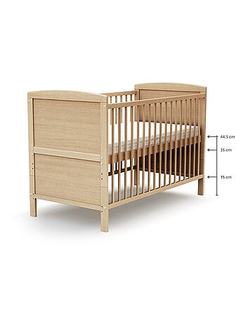 At4 - cama de bebe convertível luna de madeira faia envernizada 60 x 120 cm