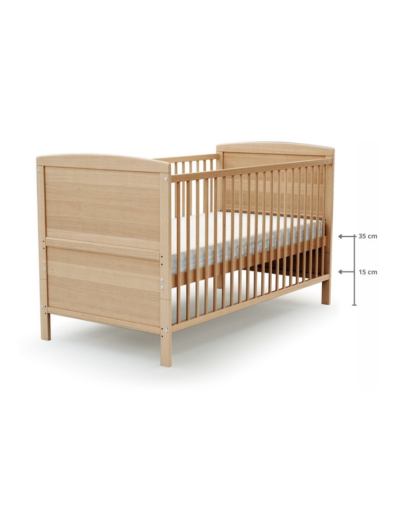 At4 - cama de bebe convertível luna de madeira faia envernizada 70 x 140 cm Bege claro - Kiabi