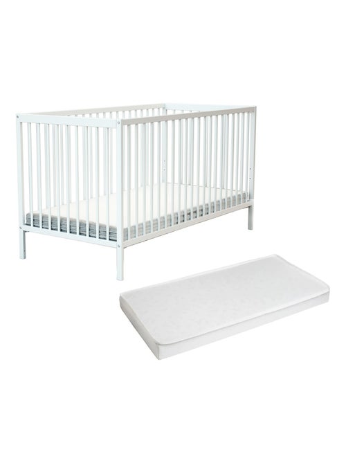 At4 - cama de bebê de madeira com colchão one de madeira branco 70 x 140 cm - Kiabi At4 - cama de bebê de madeira com colchão one de madeira branco 70 x 140 cm - Kiabi