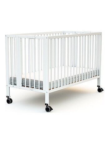 At4 - cama de bebe dobrável flow de madeira branco 60 x 120 cm