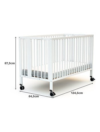 At4 - cama de bebe dobrável flow de madeira branco 60 x 120 cm