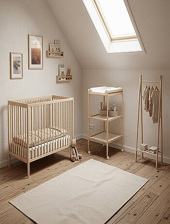 At4 - cama de bebe sona de madeira faia em bruto 60 x 120 cm
