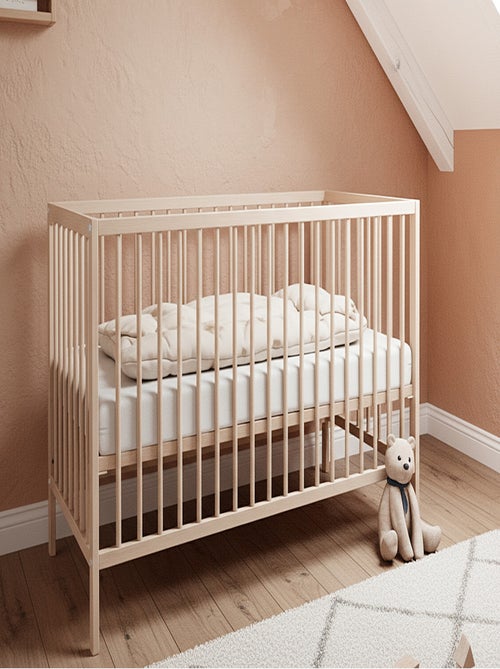At4 - cama de bebe sona de madeira faia em bruto 60 x 120 cm - Kiabi At4 - cama de bebe sona de madeira faia em bruto 60 x 120 cm - Kiabi