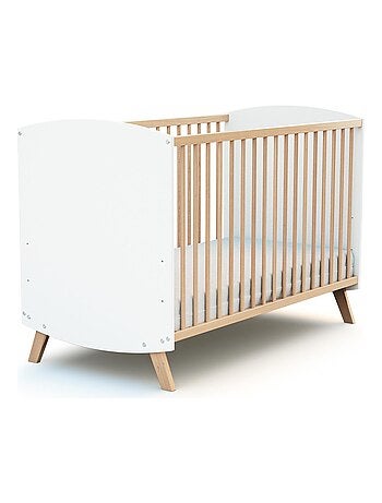 At4 - cama de grades de madeira 60 x 120 cm branco e faia