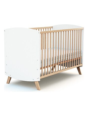 At4 - cama de grades de madeira 60 x 120 cm branco e faia
