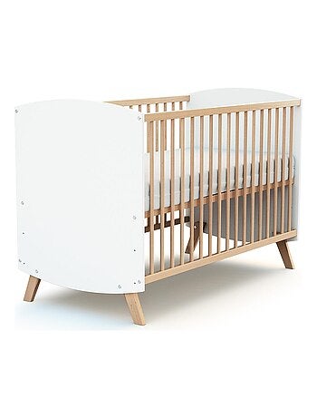 At4 - cama de grades de madeira 60 x 120 cm branco e faia