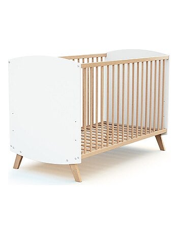 At4 - cama de grades de madeira 60 x 120 cm branco e faia
